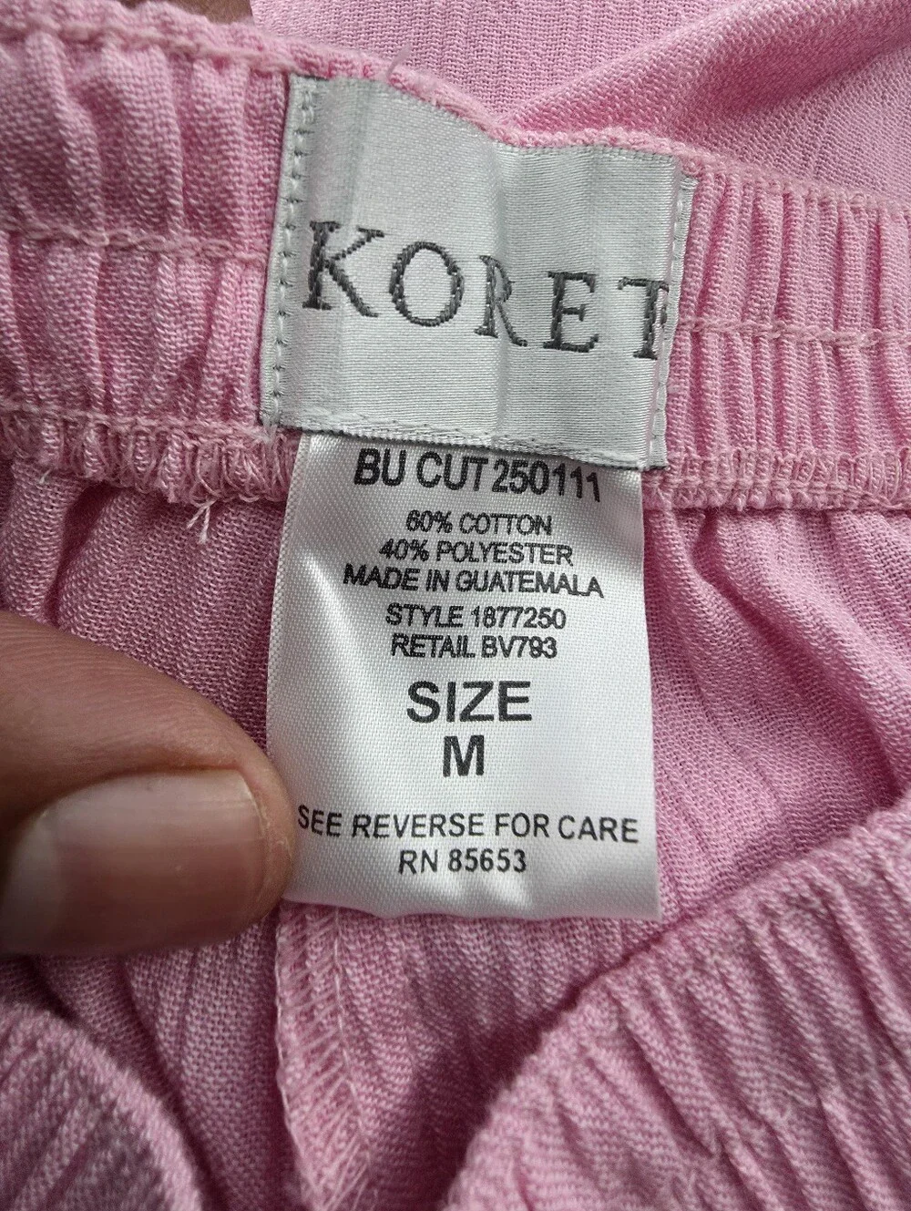 Koret Women's Medium Pink Elastic Waist Casual Pull-On Pants Textured NWT